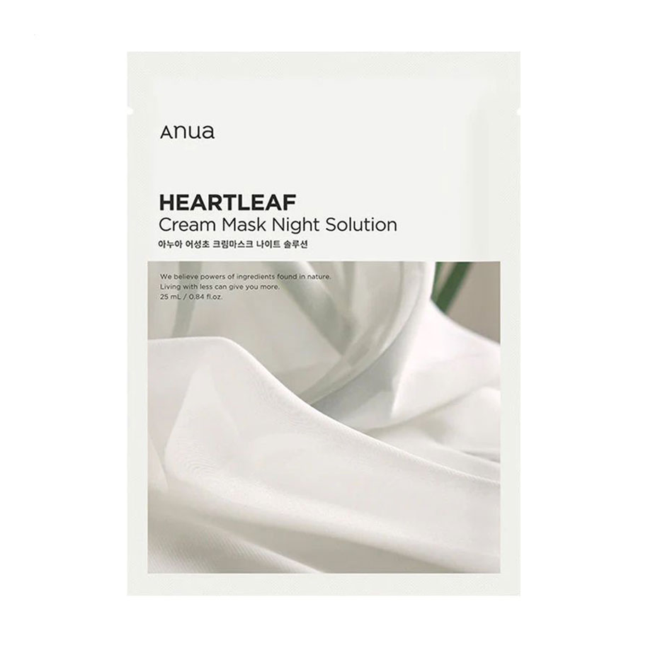 Заспокійлива нічна тканинна маска для обличчя Anua Heartleaf Cream Mask Night Solution з екстрактом гутуїнії, 25 мл